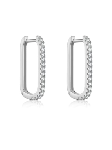 platinum 925 Sterling Silver Cubic Zirconia Geometric Trend Stud Earring