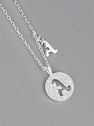 Silver (letter A) 925 Sterling Silver Cubic Zirconia Letter Minimalist Necklace