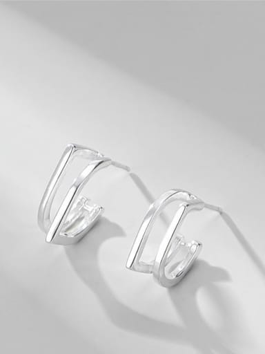 925 Sterling Silver Double layer Geometric Minimalist Stud Earring