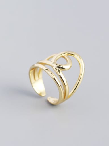 Golden 925 Sterling Silver Geometric Vintage Band Ring