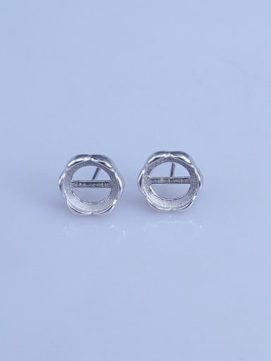 925 Sterling Silver 18K White Gold Plated Round Earring Setting Stone size: 8*8mm