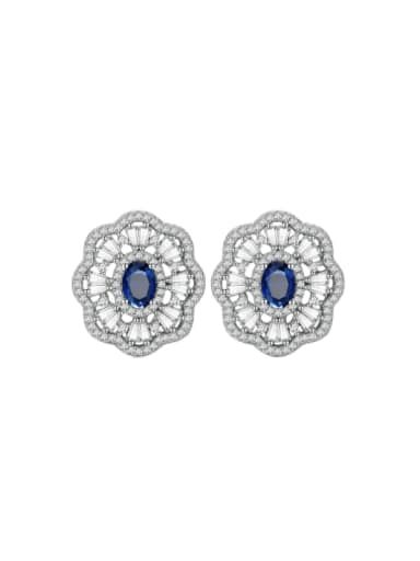 925 Sterling Silver AAAAA Cubic Zirconia Flower Luxury Cluster Earring