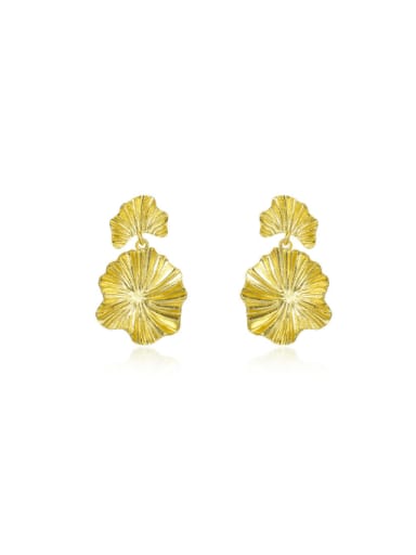 E3462 gold 925 Sterling Silver Flower Minimalist Drop Earring