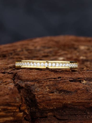 Golden color 925 Sterling Silver Cubic Zirconia Geometric Minimalist Band Ring