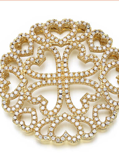 golden Brass Micropaved Snowflake Pendant