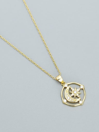 Golden 925 Sterling Silver Moon Minimalist Necklace