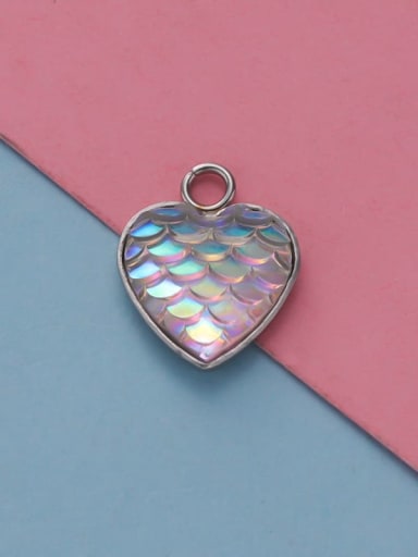 1 Stainless Steel Heart Accessories Heart Shaped Fish Scale Pendant