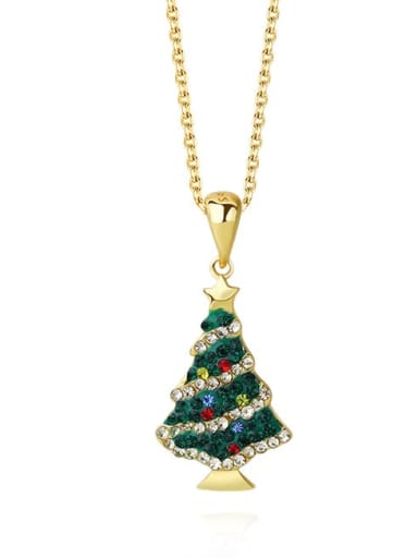 925 Sterling Silver Cubic Zirconia Christmas Tree Minimalist Necklace