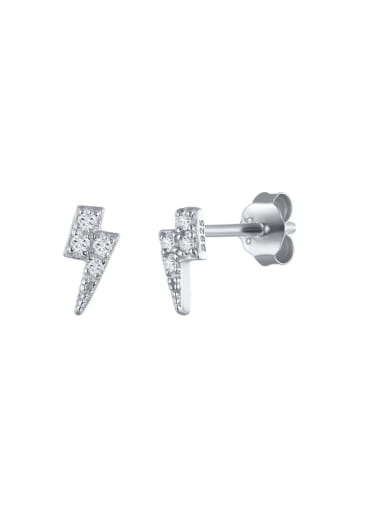 platinum 925 Sterling Silver Cubic Zirconia Irregular Minimalist Stud Earring