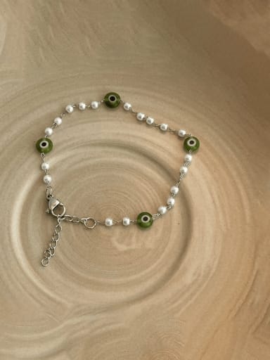 Avocado Green Bracelet Alloy Glass beads Geometric Bohemia Adjustable Bracelet