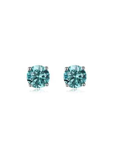 E011 Green 925 Sterling Silver High Carbon Diamond Square Luxury Stud Earring