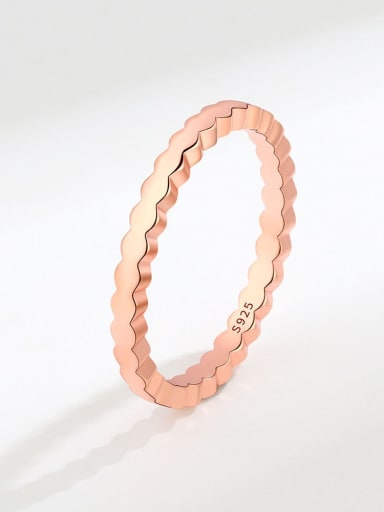 Rose gold (nude) 925 Sterling Silver Cubic Zirconia Geometric Minimalist Band Ring