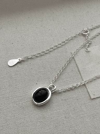 11TL52 black 925 Sterling Silver Geometric Vintage Necklace