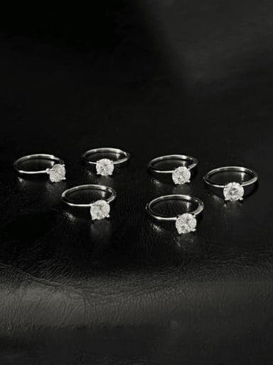 custom 925 Sterling Silver Cubic Zirconia Geometric Dainty Band Ring