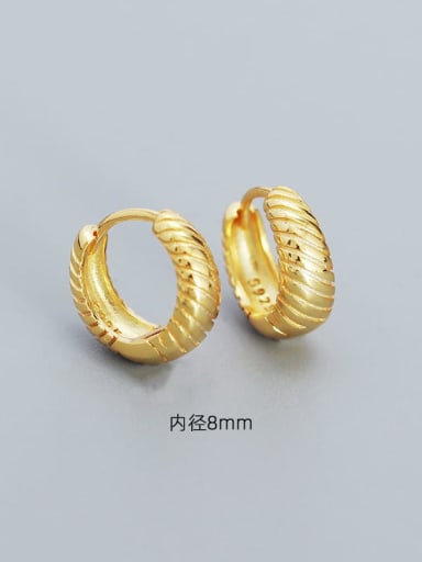 8mm (yellow gold) 925 Sterling Silver Geometric Minimalist Huggie Earring