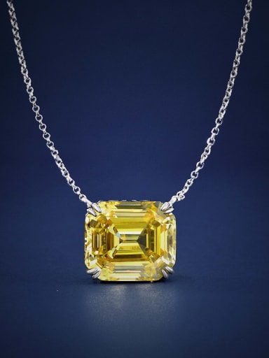 Yellow [n 1865] 925 Sterling Silver High Carbon Diamond Geometric Luxury Necklace