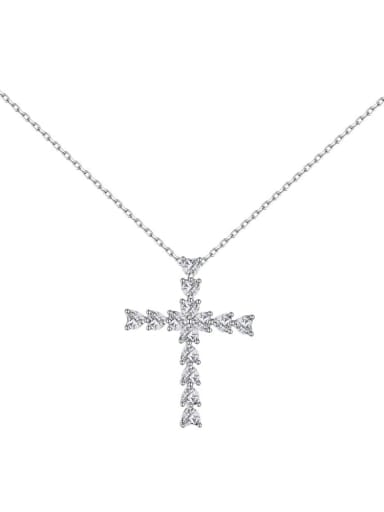 925 Sterling Silver Cubic Zirconia White Cross Necklace
