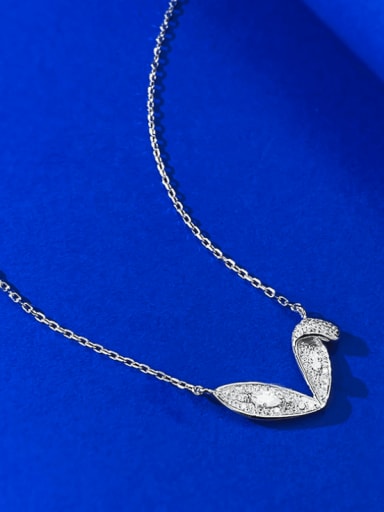 925 Sterling Silver Cubic Zirconia Rabbit  Ear Dainty Necklace
