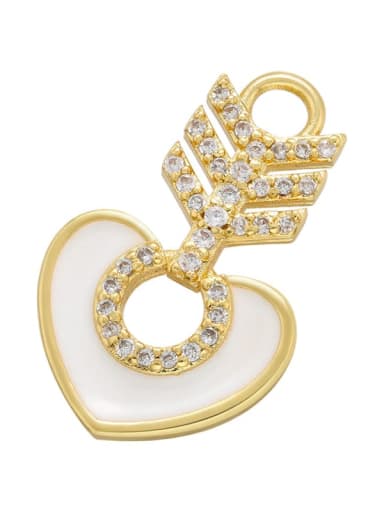 Golden White drop oil Heart Brass Enamel Dainty Pendant