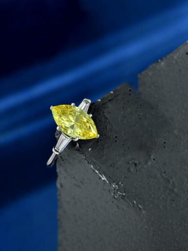 Yellow [R 0304] Main Ring 925 Sterling Silver High Carbon Diamond Geometric Luxury Ring