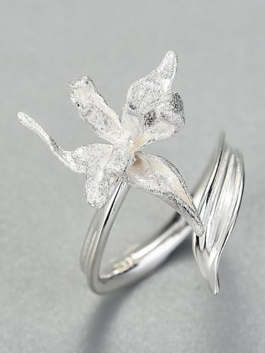 925 Sterling Silver Unique flower design half iris Artisan Band Ring
