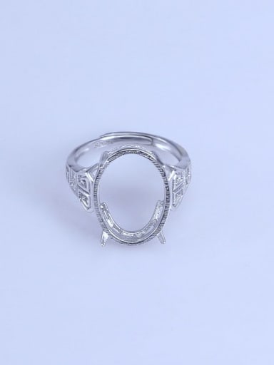 925 Sterling Silver 18K White Gold Plated Geometric Ring Setting Stone size: 9*11 10*12 13*18 14*19 17*23MM