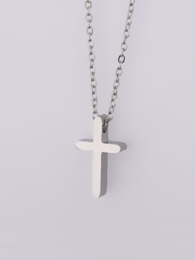 Steel color Stainless steel Cross Minimalist Necklace