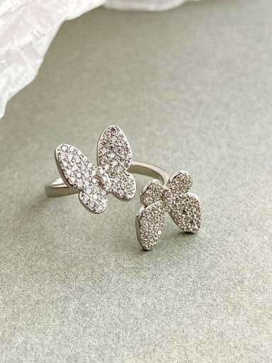 K100K Plating Plating Ring 925 Sterling Silver Cubic Zirconia Butterfly Minimalist Band Ring