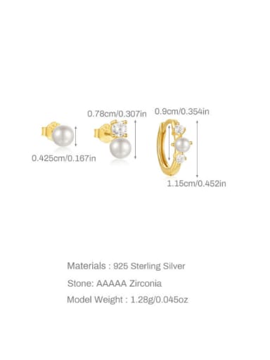 3 pieces per set, gold 5 925 Sterling Silver Cubic Zirconia Geometric Dainty Huggie Earring