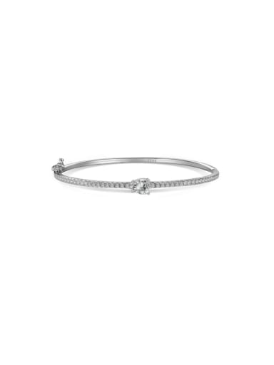 925 Sterling Silver Cubic Zirconia Heart Dainty Band Bangle