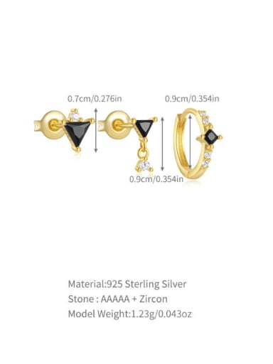 3 pieces per set in gold 1 925 Sterling Silver Cubic Zirconia Geometric Minimalist Huggie Earring