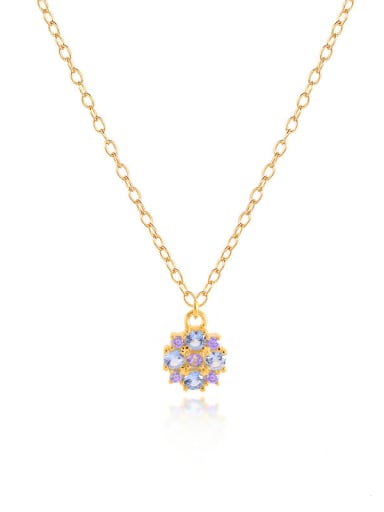 Gold Style 1 925 Sterling Silver Rhinestone Geometric Dainty Necklace