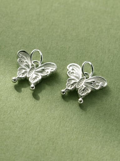 Pure Silver White 925 Sterling Silver Vintage Butterfly  DIY Pendant