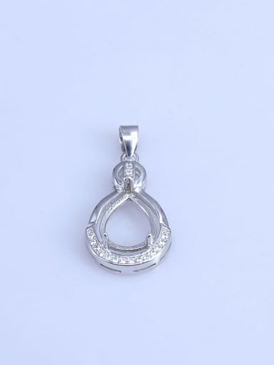 925 Sterling Silver White Gold Plated Round Pendant Setting Stone size: 9*11mm