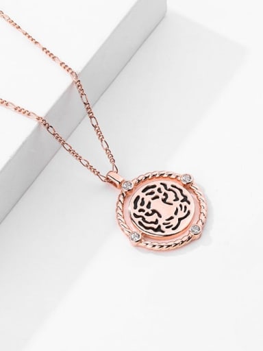 925 Sterling Silver Lion Minimalist Geometric Pendant Necklace