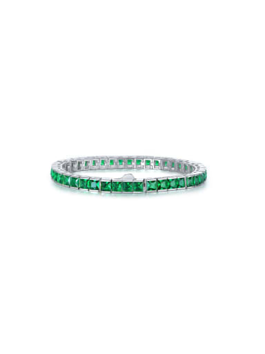 custom 925 Sterling Silver High Carbon Diamond Green Geometric Dainty Bracelet