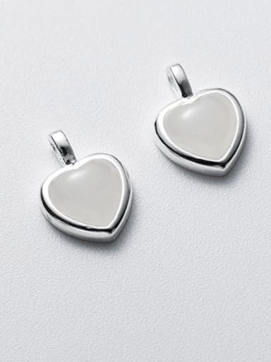 white 925 Sterling Silver Cats Eye Minimalist Heart  DIY Pendant