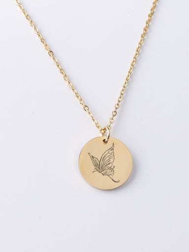 Stainless steel Round Butterfly Minimalist Necklace