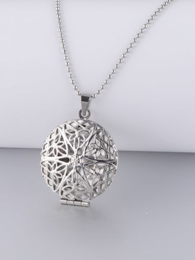 Xh008 hollowed out flower Stainless steel bead chain love pattern round shell book oval pendant necklace