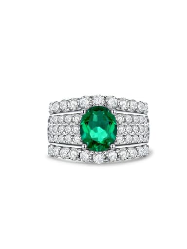 Cultivate emerald [R 1601] 925 Sterling Silver High Carbon Diamond Geometric Luxury Band Ring