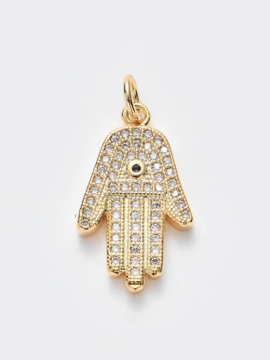 Copper Alloy Plated White Cubic Zirconia Hand Charm Height : 12 mm , Width: 23 mm