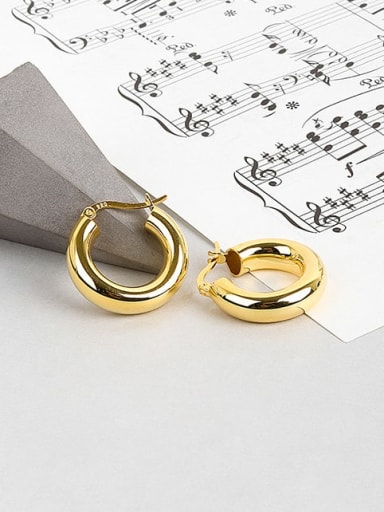 18K Gold 925 Sterling Silver Geometric Minimalist Hoop Earring