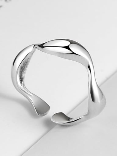 silver 925 Sterling Silver Minimalist Irregular Band Ring