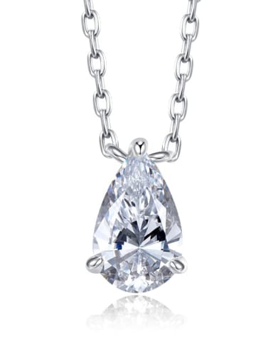 N038 Platinum 925 Sterling Silver High Carbon Diamond Water Drop Minimalist Necklace