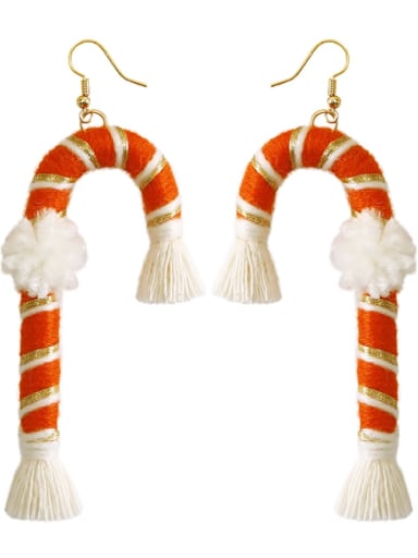 Orange e68847 Multi Color Cotton thread Crutch Ethnic Pure handmade Weave Earring