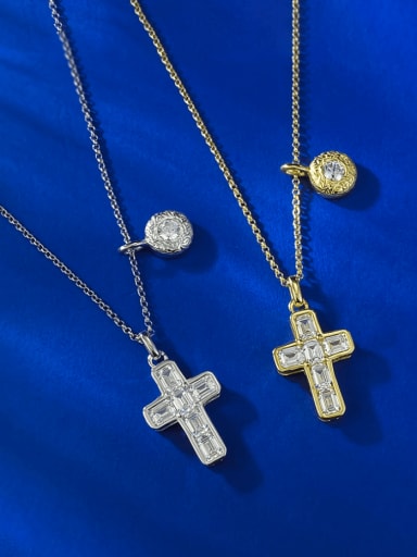 925 Sterling Silver Cubic Zirconia Cross Dainty Regligious Necklace