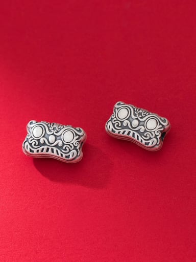 999 Silver Distressed 3D Hard Silver Frosted Print Pillow Spacer Beads
