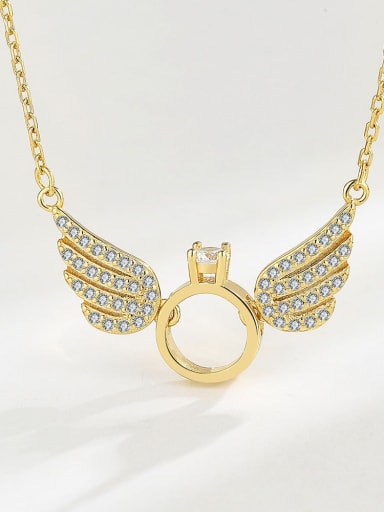 18k gold 925 Sterling Silver Cubic Zirconia Wing Minimalist Necklace