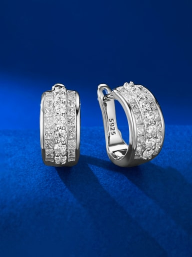925 Sterling Silver Cubic Zirconia C Shape Luxury Cluster Earring