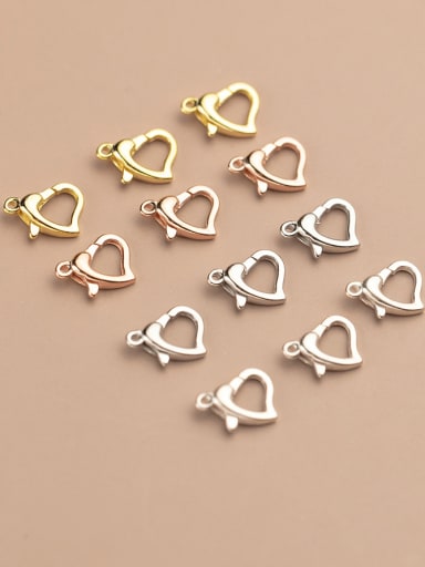 925 Sterling Silver Heart Spring  Buckle Ring Clasp